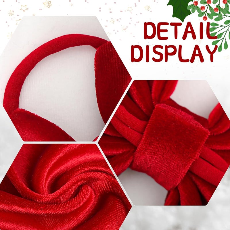 ONENINEDREAM Christmas Velvet Baby Girls Bows Elastic Nylon Headbands Red Green Handmade Christmas Newborn Bows Hairbands Infants Toddlers Hair Accessories - Image 4